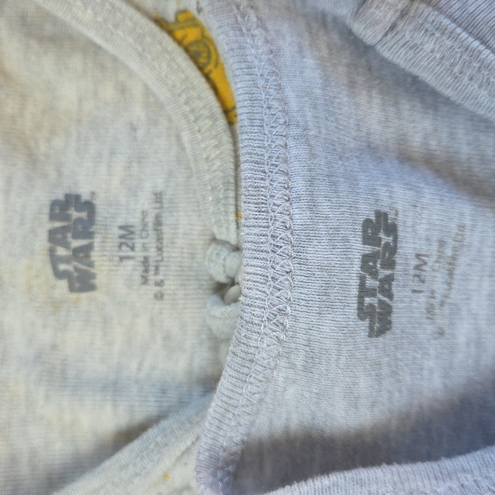 STAR WARS Princess Leia R2-D2 Baby Girls 2 Pack Zip Up Sleep N' Play Footie 12m - Picture 9 of 12